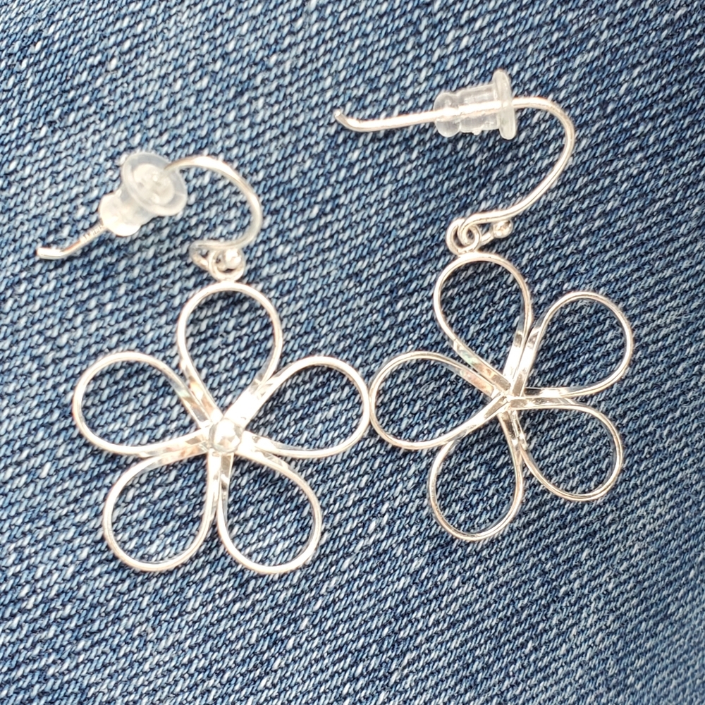 NWT Primrose Sterling Silver 925 Daisy Floral Dangle Earrings - Picture 8 of 11
